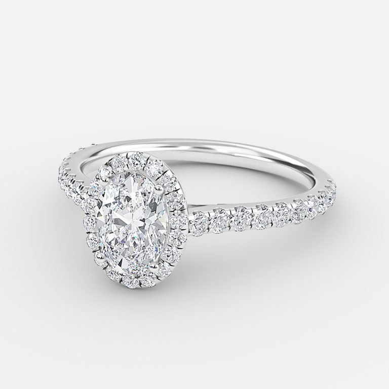 1 carat oval diamond ring halo setting