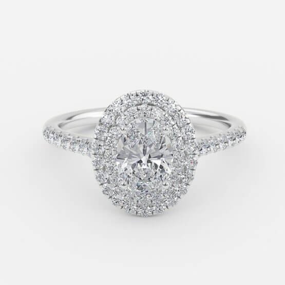 1 carat oval halo engagement ring