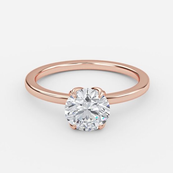 Lotus Plain Round Lab Created Diamond Solitaire Engagement Ring