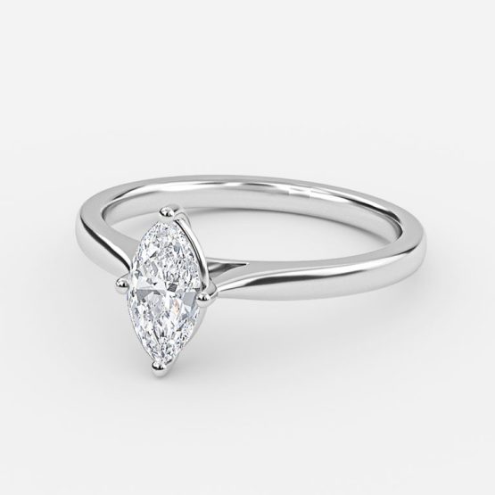 Lotus Plain Marquise Solitaire Engagement Ring