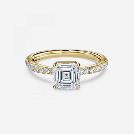 Crown Asscher Diamond Band Engagement Ring