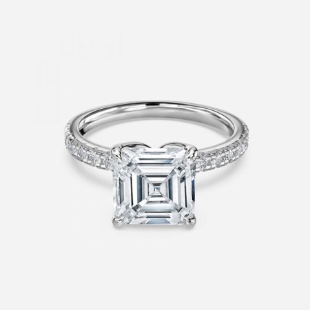 Moonlight Asscher Diamond Band Engagement Ring