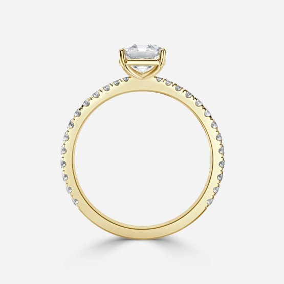 Crown Asscher Diamond Band Engagement Ring