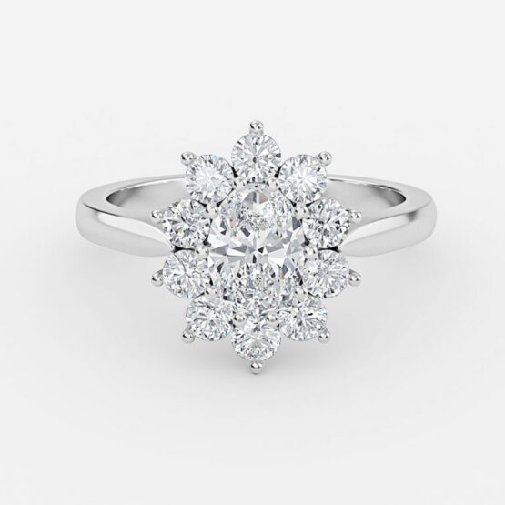 cluster oval engagement ring