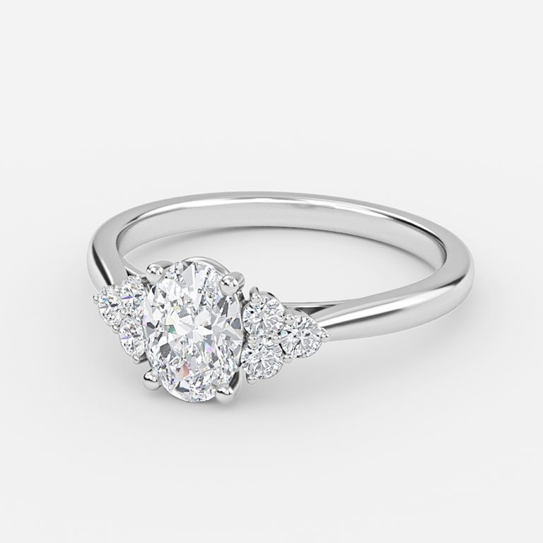 diamond oval cluster engagement ring (4 ct. t.w.) in 14k white gold