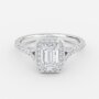 emerald cut diamond ring with halo