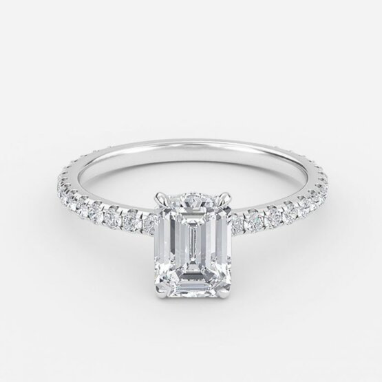 emerald cut hidden halo engagement ring