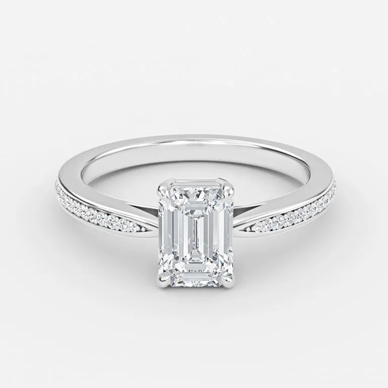 Lillian Emerald Halo Lab Created Diamond Engagement Ring