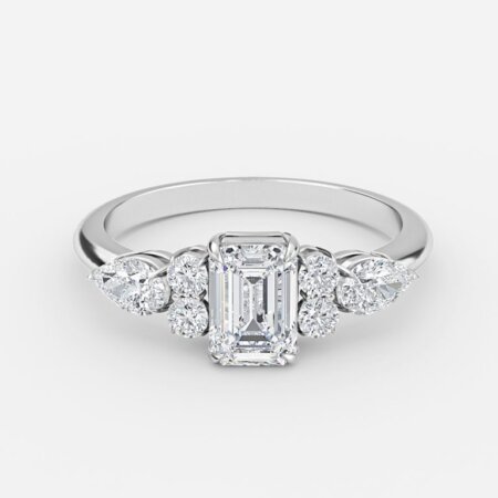 Avery Emerald Three Stone Engagement Ring