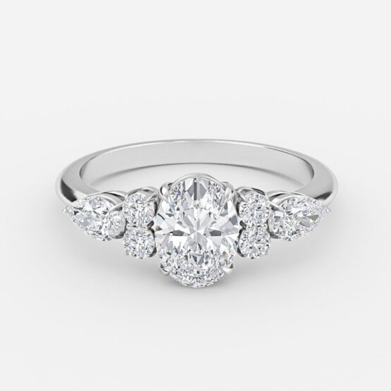 Avery Oval Three Stone Engagement Ring