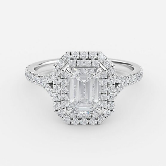 halo emerald cut engagement rings
