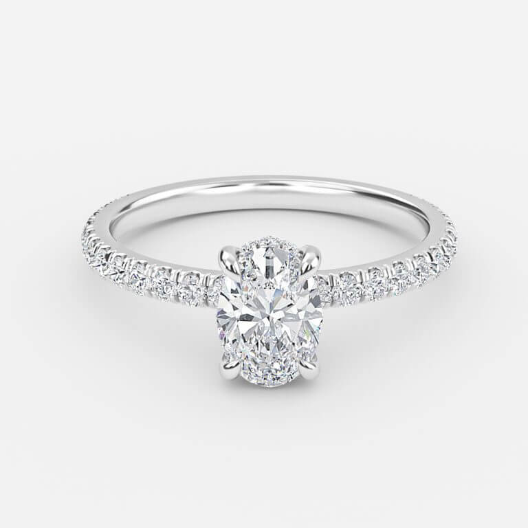 hidden halo oval diamond ring
