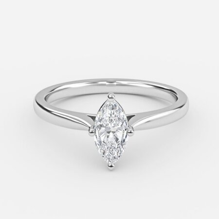Lotus Plain Marquise Solitaire Engagement Ring