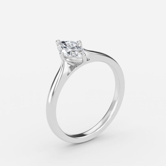 Lotus Plain Marquise Solitaire Engagement Ring