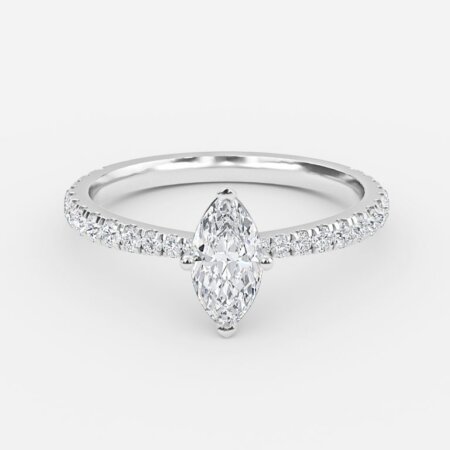 Crown Marquise Diamond Band Engagement Ring
