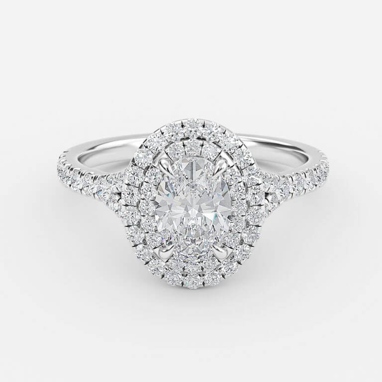 Kensley Oval Three Stone Lab Grown Diamond Engagement Ring