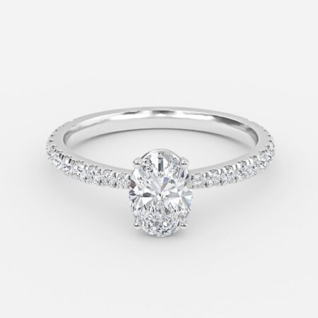 Crown Oval Diamond Band Engagement Ring