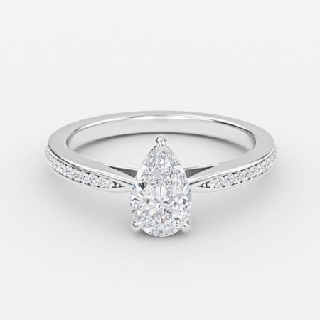 Fior Pear Diamond Band Engagement Ring