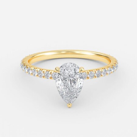 2.01ct Ambrosia Pear Hidden Halo Engagement Ring In 14K Yellow Gold (US Size: 6.75)