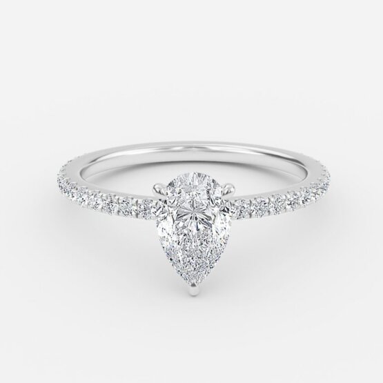 pear solitaire ring with diamond band