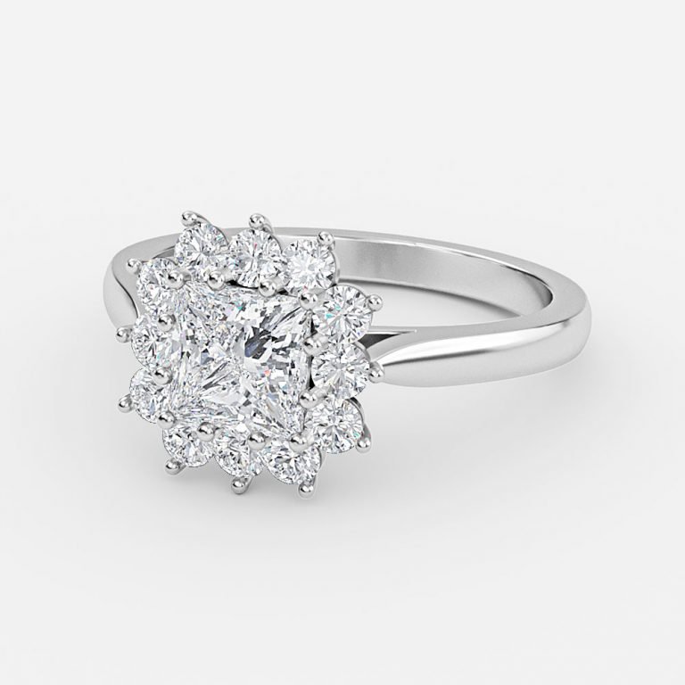 princess cut diamond cluster engagement ring
