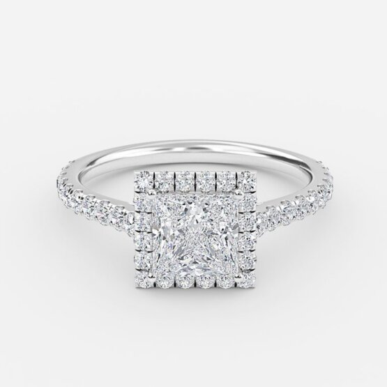 princess cut halo diamond ring