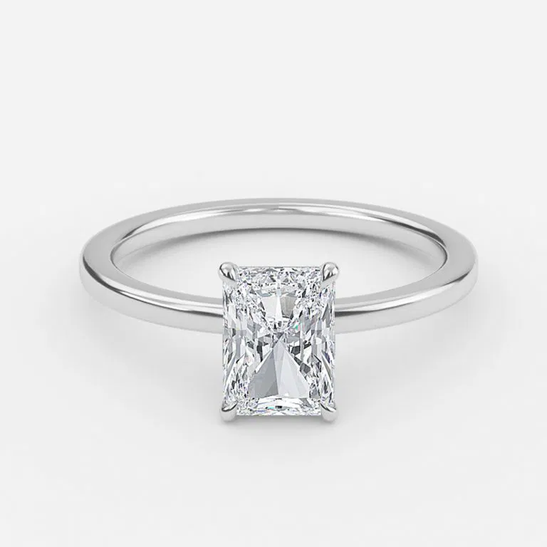 Lotus Plain Radiant Solitaire Lab Grown Diamond Engagement Ring