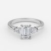 three stone emerald cut diamond engagement ring