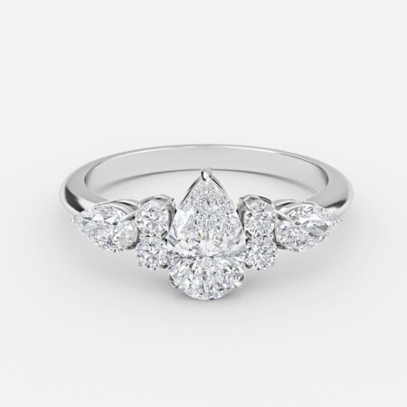 Avery Pear Three Stone Engagement Ring
