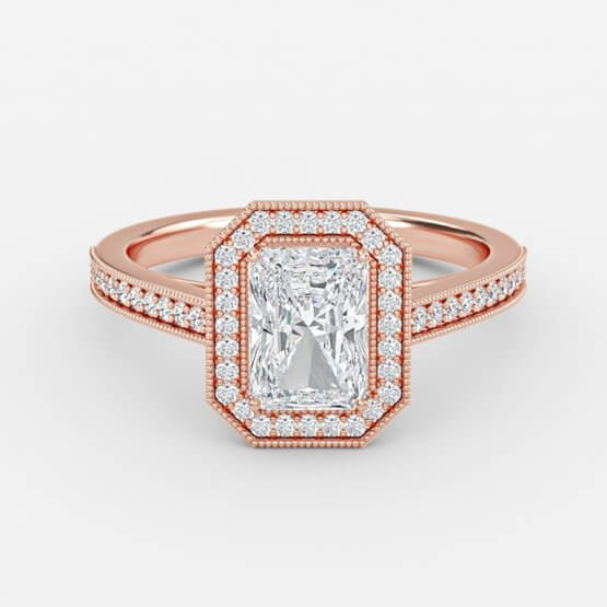 Elswin Radiant Halo Engagement Ring