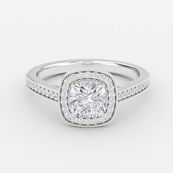 Elswin Cushion Halo Engagement Ring