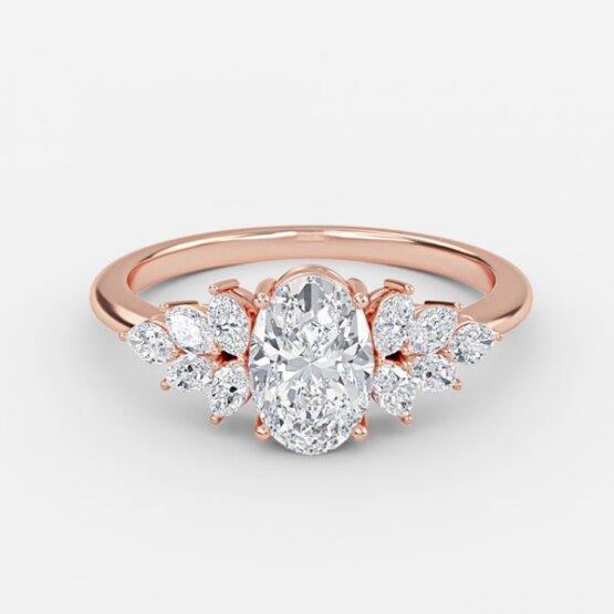 Avian Oval Three Stone Engagement Ring