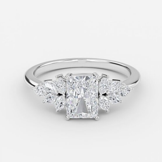 3 stone radiant diamond ring white gold
