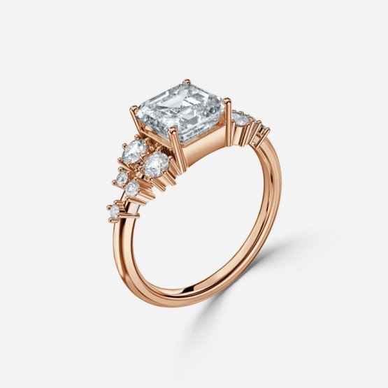 Jessica Asscher Cluster Engagement Ring
