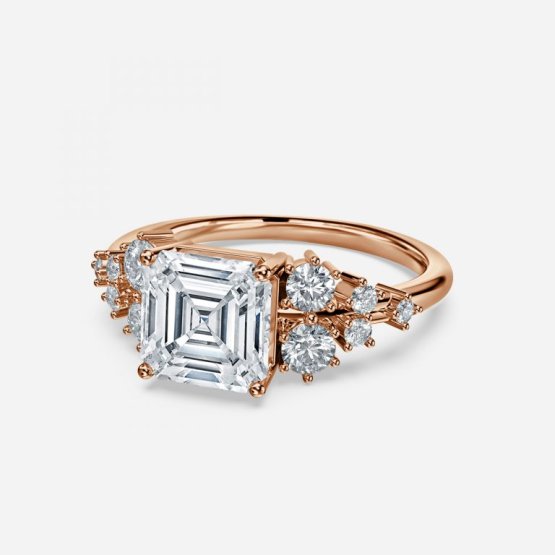 Jessica Asscher Cluster Engagement Ring
