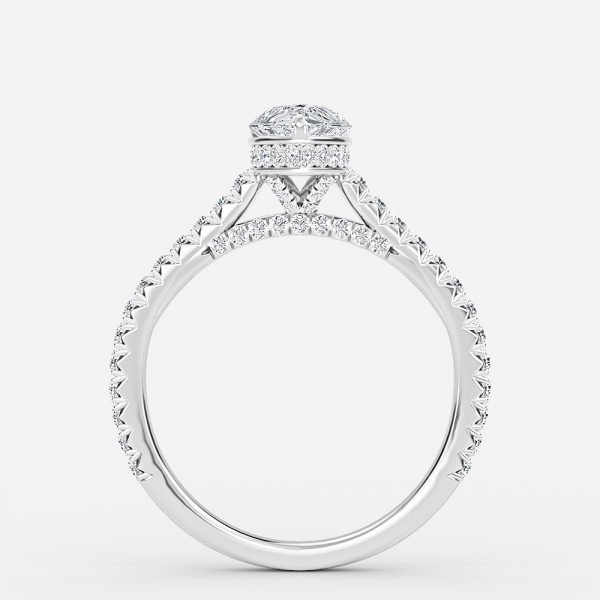 hidden halo pear cut diamond ring