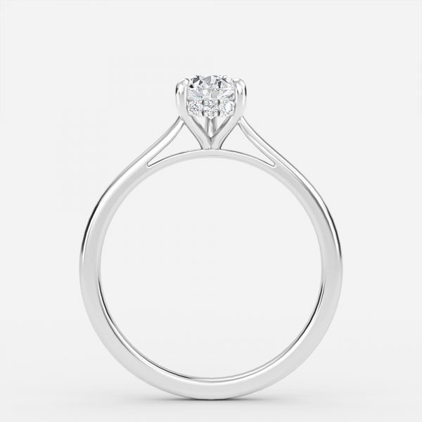 hidden halo pear diamond rings