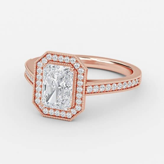 Elswin Radiant Halo Engagement Ring