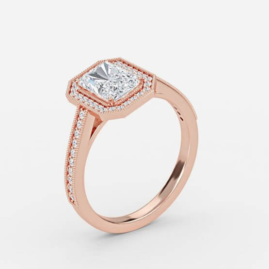 Elswin Radiant Halo Engagement Ring
