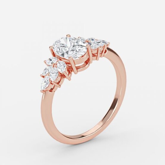 Avian Oval Three Stone Engagement Ring