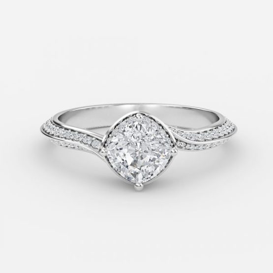 Aria Cushion Hidden Halo Engagement Ring