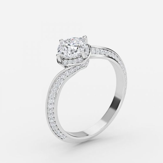 Aria Cushion Hidden Halo Engagement Ring