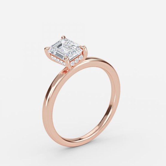 Essian Emerald Hidden Halo Engagement Ring