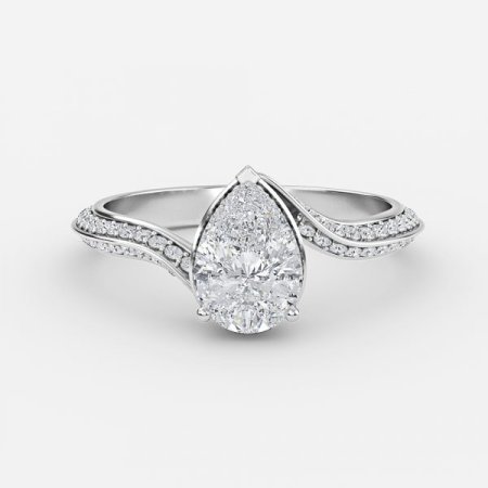 Aria Pear Hidden Halo Engagement Ring
