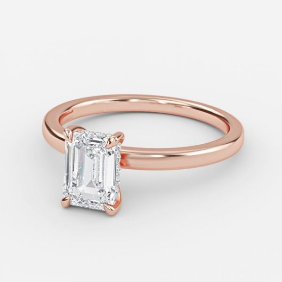 Essian Emerald Hidden Halo Engagement Ring