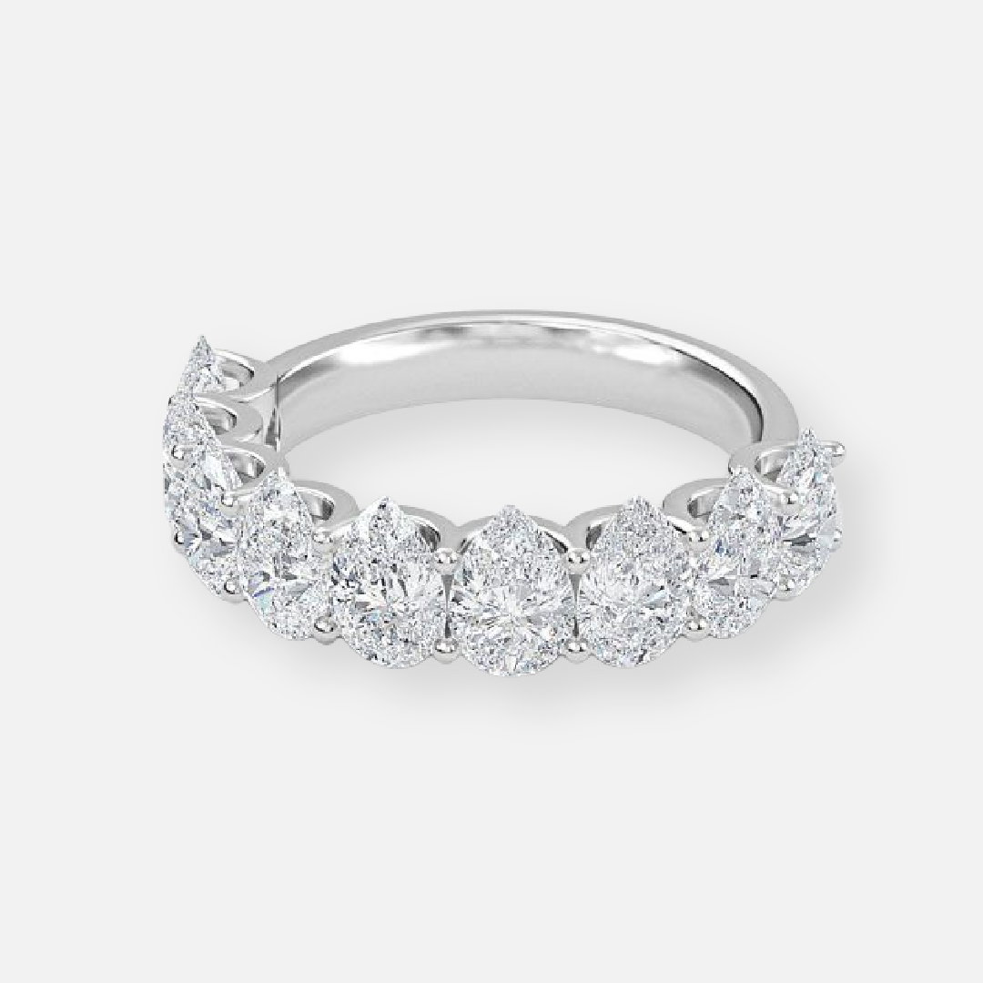9 Stone Pear Lab Grown Diamond Half Eternity Anniversary Band