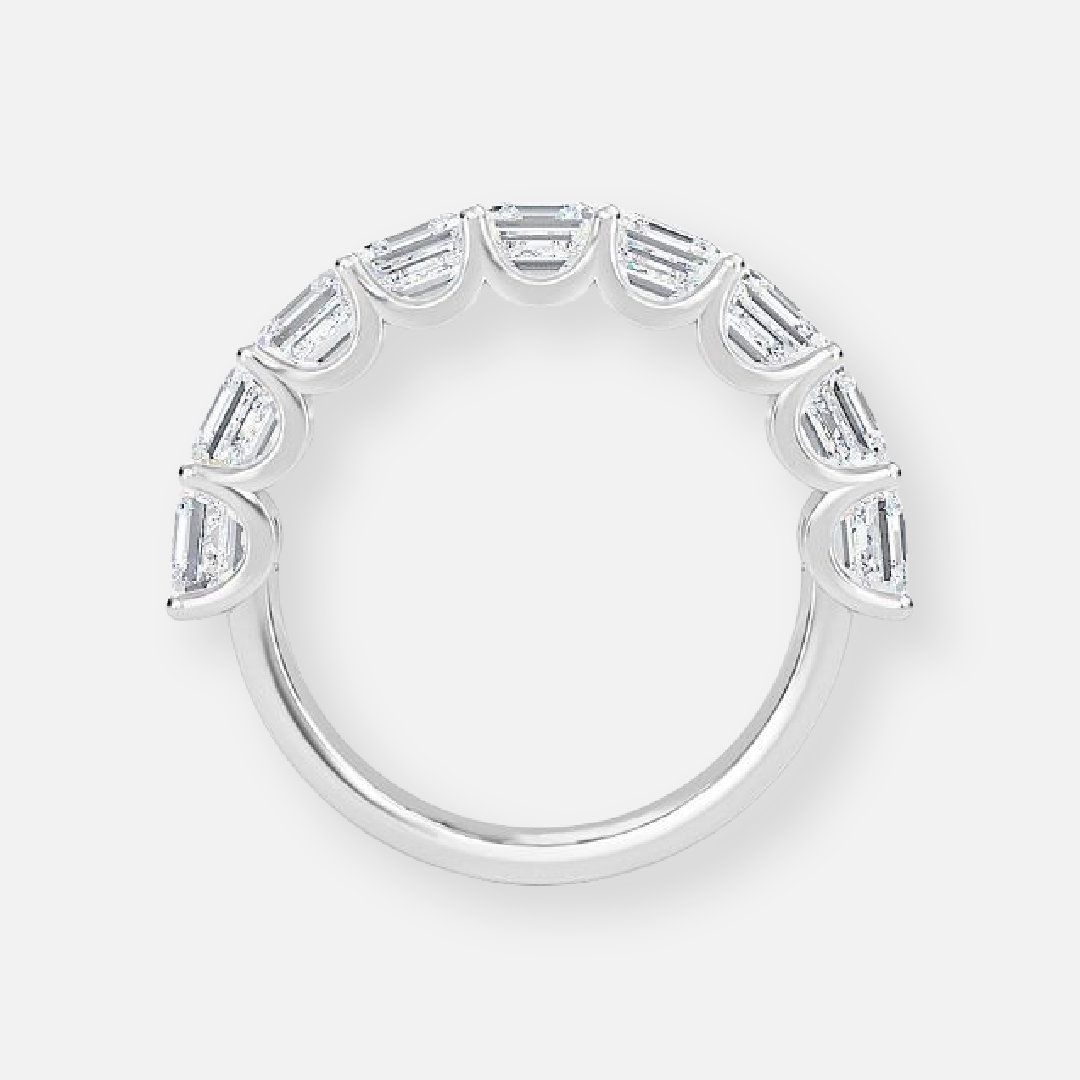 9 Stone Asscher Lab Grown Diamond Half Eternity Anniversary Band
