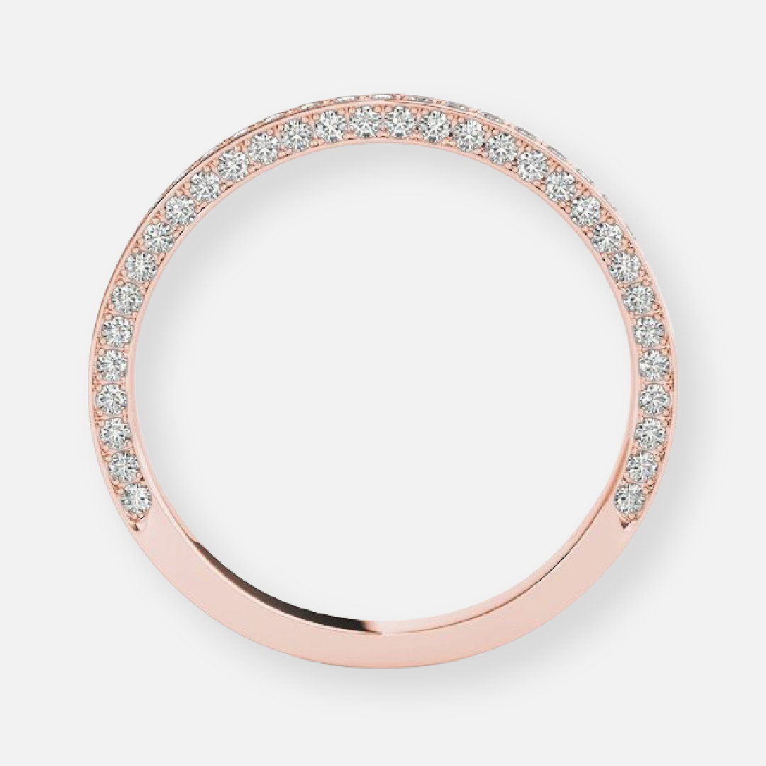 Zuri Round Lab Grown Diamond Milgrain Pave 3/4 Eternity Wedding Band