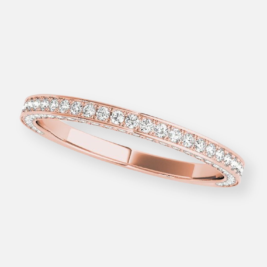 Zuri Round Lab Grown Diamond Milgrain Pave 3/4 Eternity Wedding Band