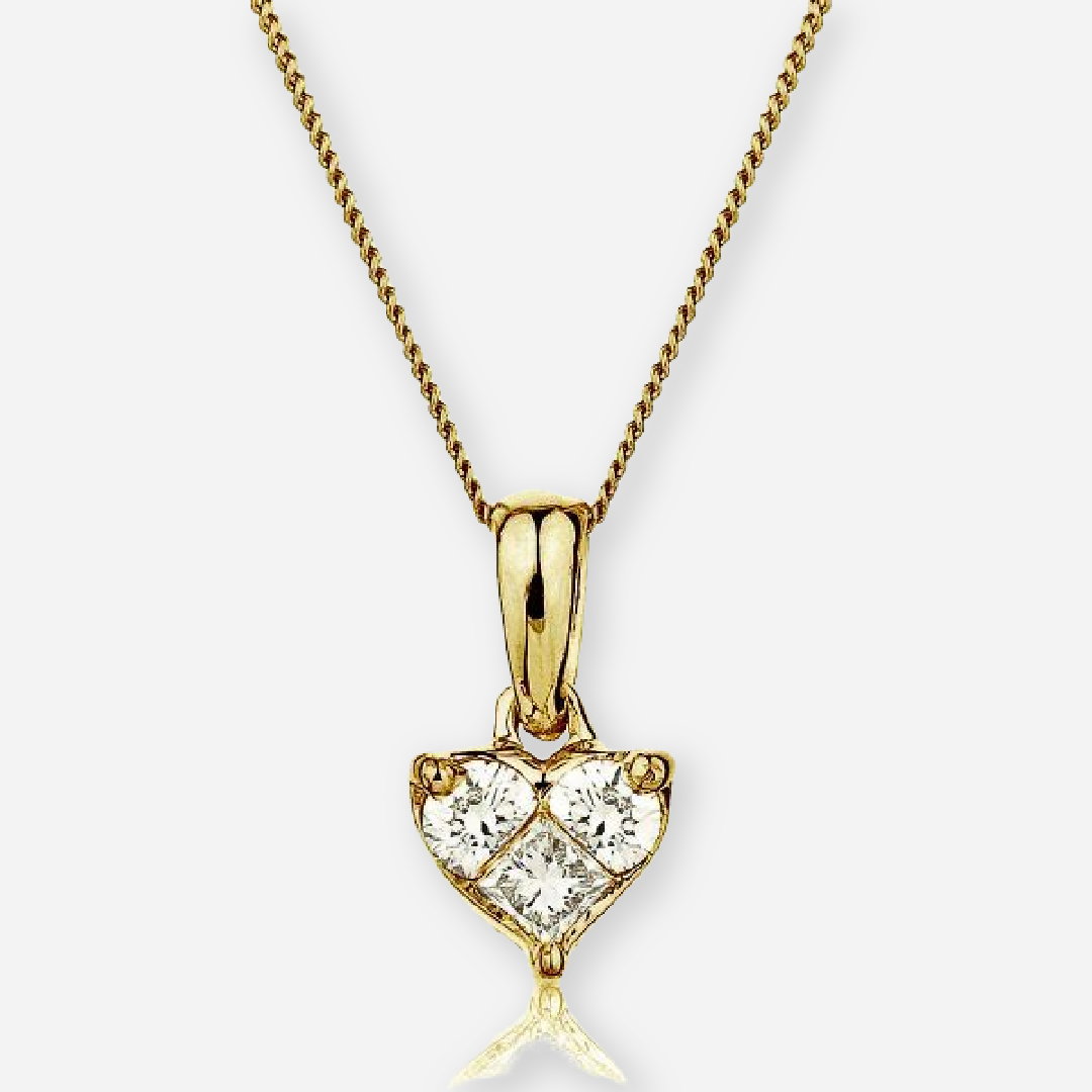 Three Stone Heart Lab Grown Diamond Pendant